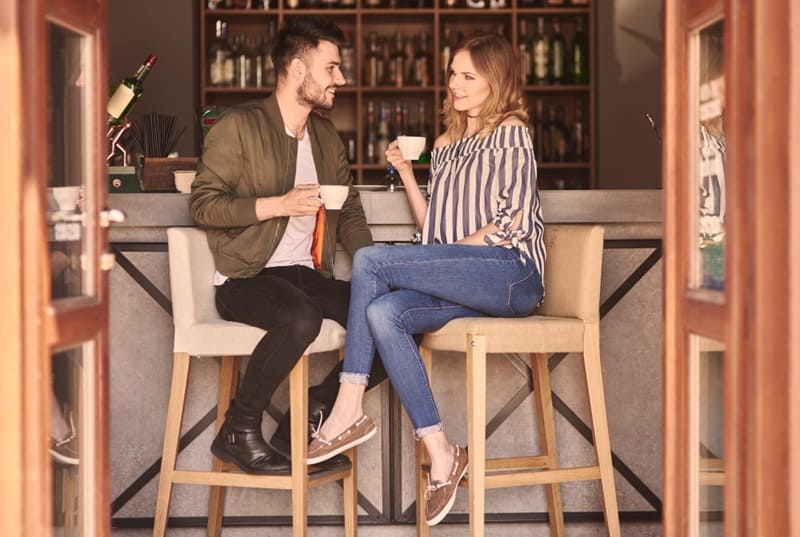 A couple in a café