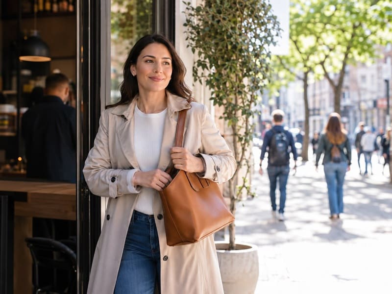 A confident woman prioritizing safety and independence