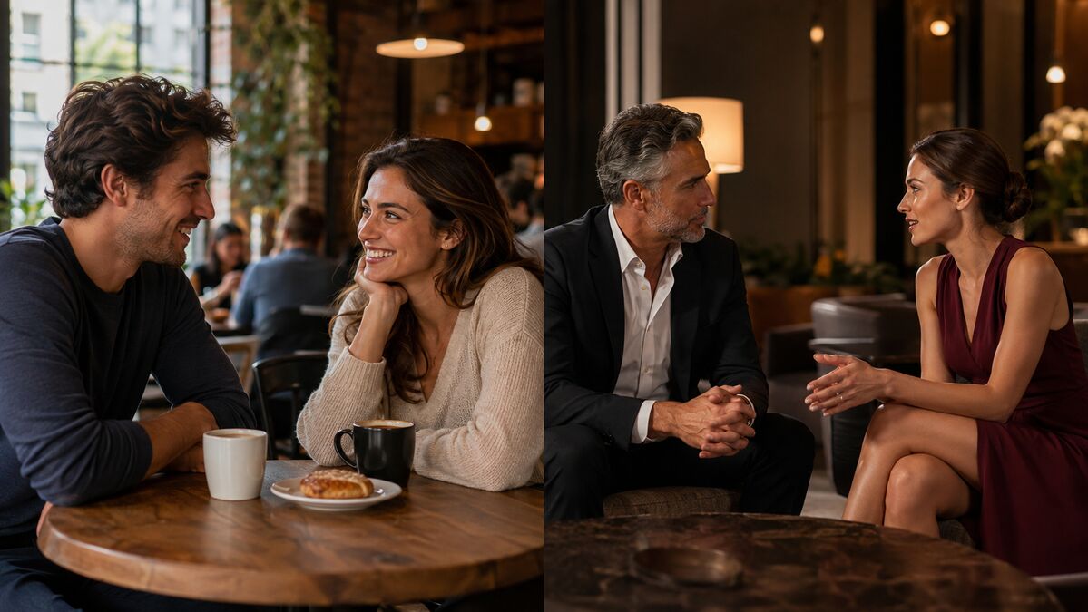 A visual comparison of traditional dating and sugar dating conversations